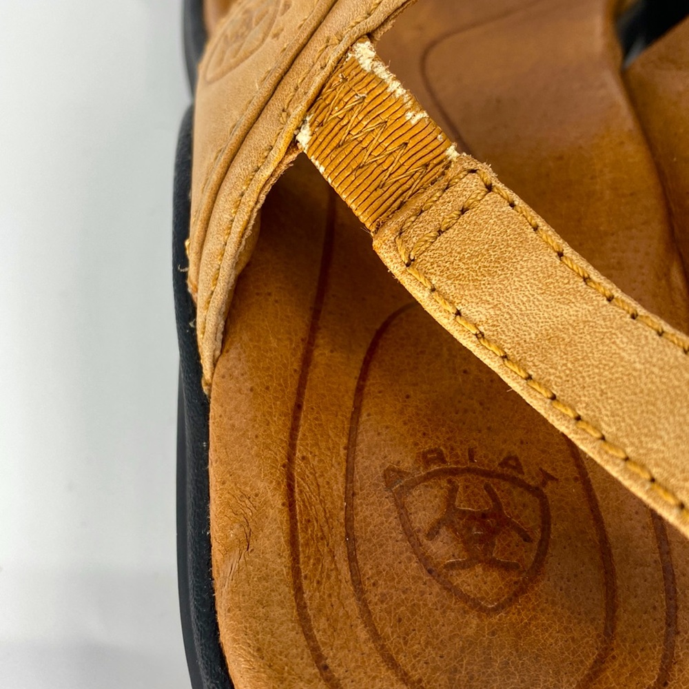 Ariat Stinson Camel Leather Heeled Sandals with Braided Detail Size 8 - Picture 6 of 13